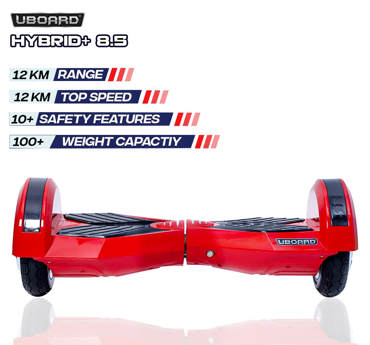 Uboard Hybrid 8.5 Hoverboard for kids 12Y+, Multicolour