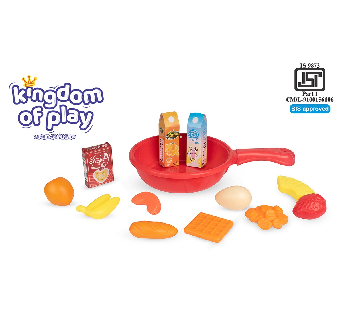 Kingdom Of Play Breakfast set with Pan and 11 Pieces of different breakfast Multicolor 3Y+