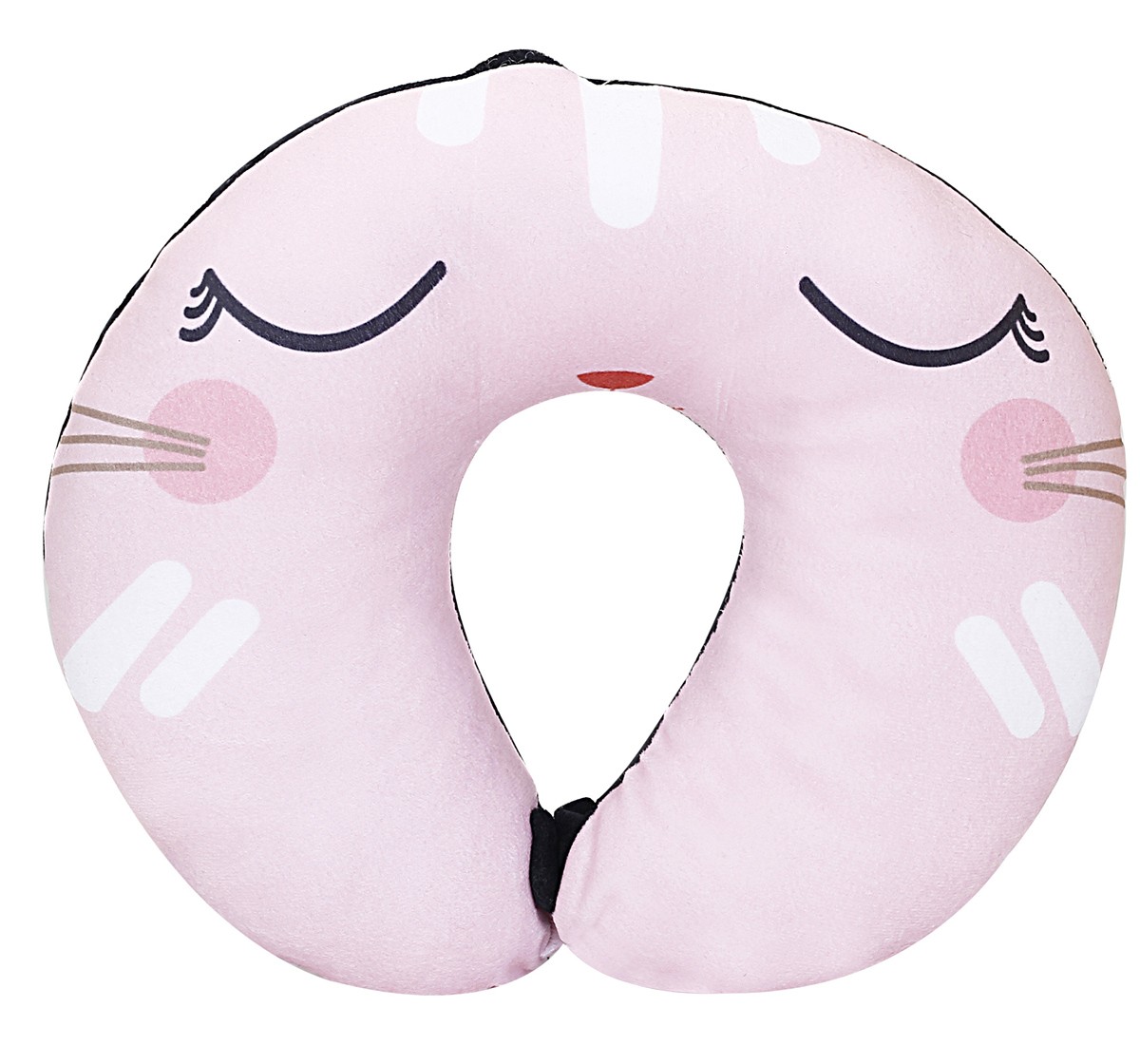 Luvley Pink Cat Face Neck Pillow for kids 3Y+, Multicolour