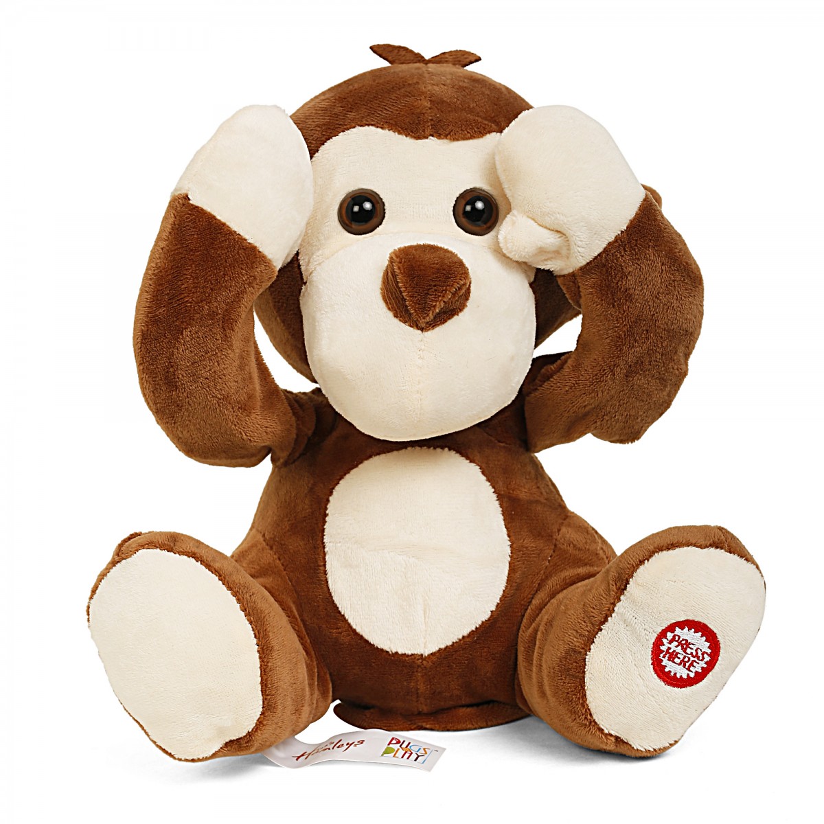 Hamleys Pugs at Play Peek A Boo Freedo Monkey, Pets Walking Activity Animal Toy, Kids for 3Y+, Brown