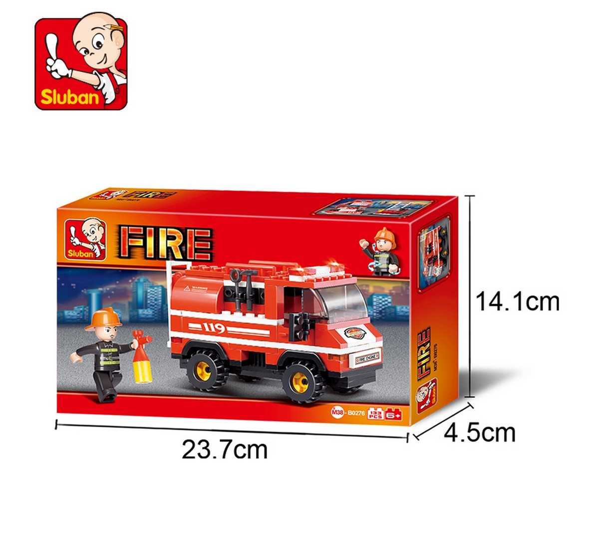 Sluban Mini Fire Truck Plastic Building Block set of 133 pieces Multicolor 6Y+
