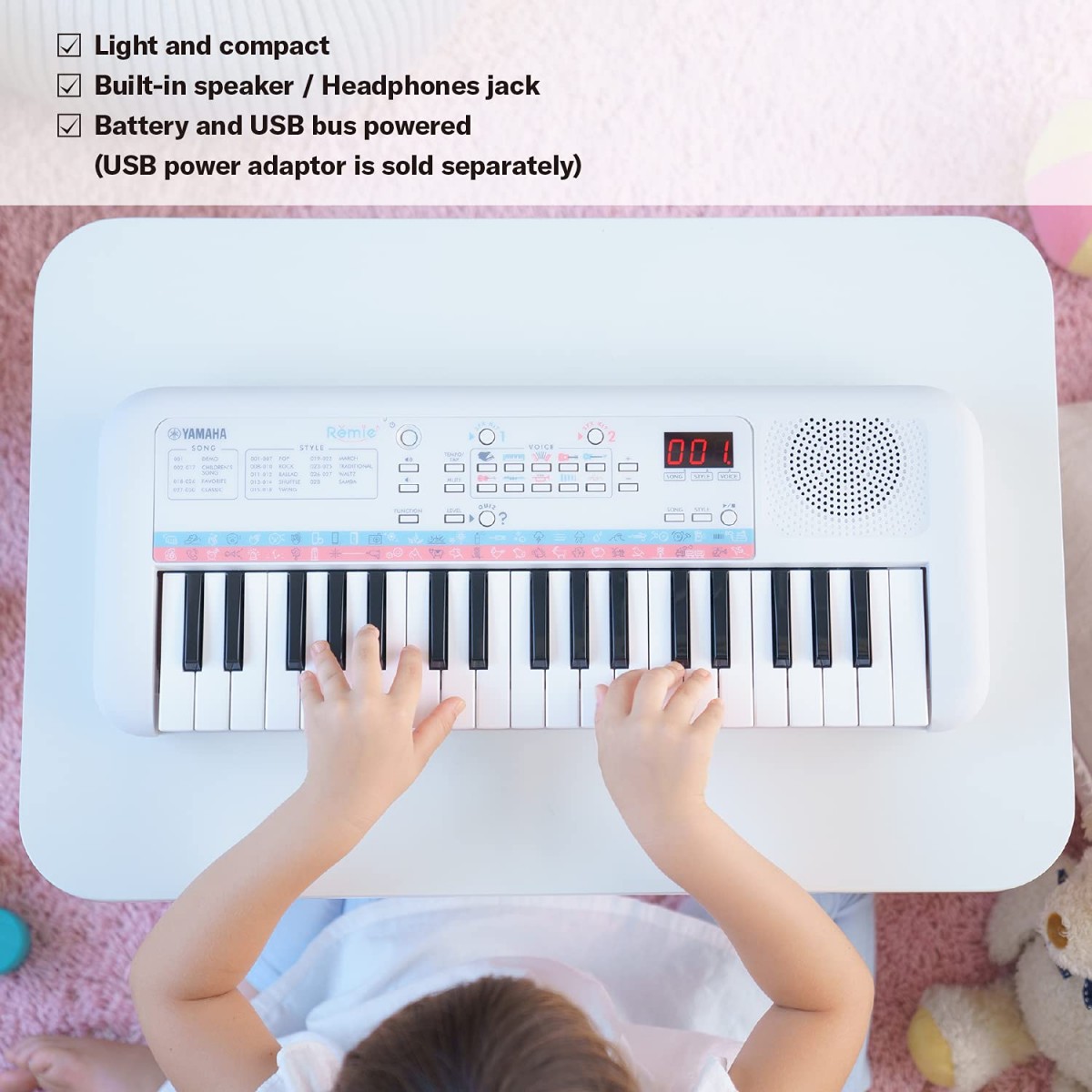 Yamaha Remie PSS E30 37 Key Portable Mini Keyboard, White 3Y+