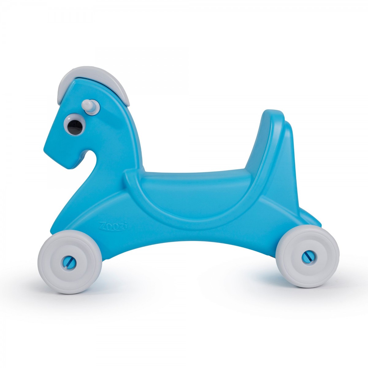Zoozi  2 in 1 Ride On Rocking Horse for Toddlers and Babies, Comes with Wheels, Blue, 12M+