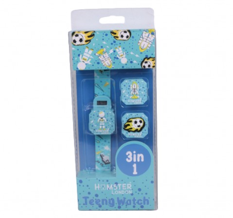 Teeny Space Watch by Hamster London for Kids, Aqua Blue, Comes with 3 Interchangeable Characters, 3Y+
