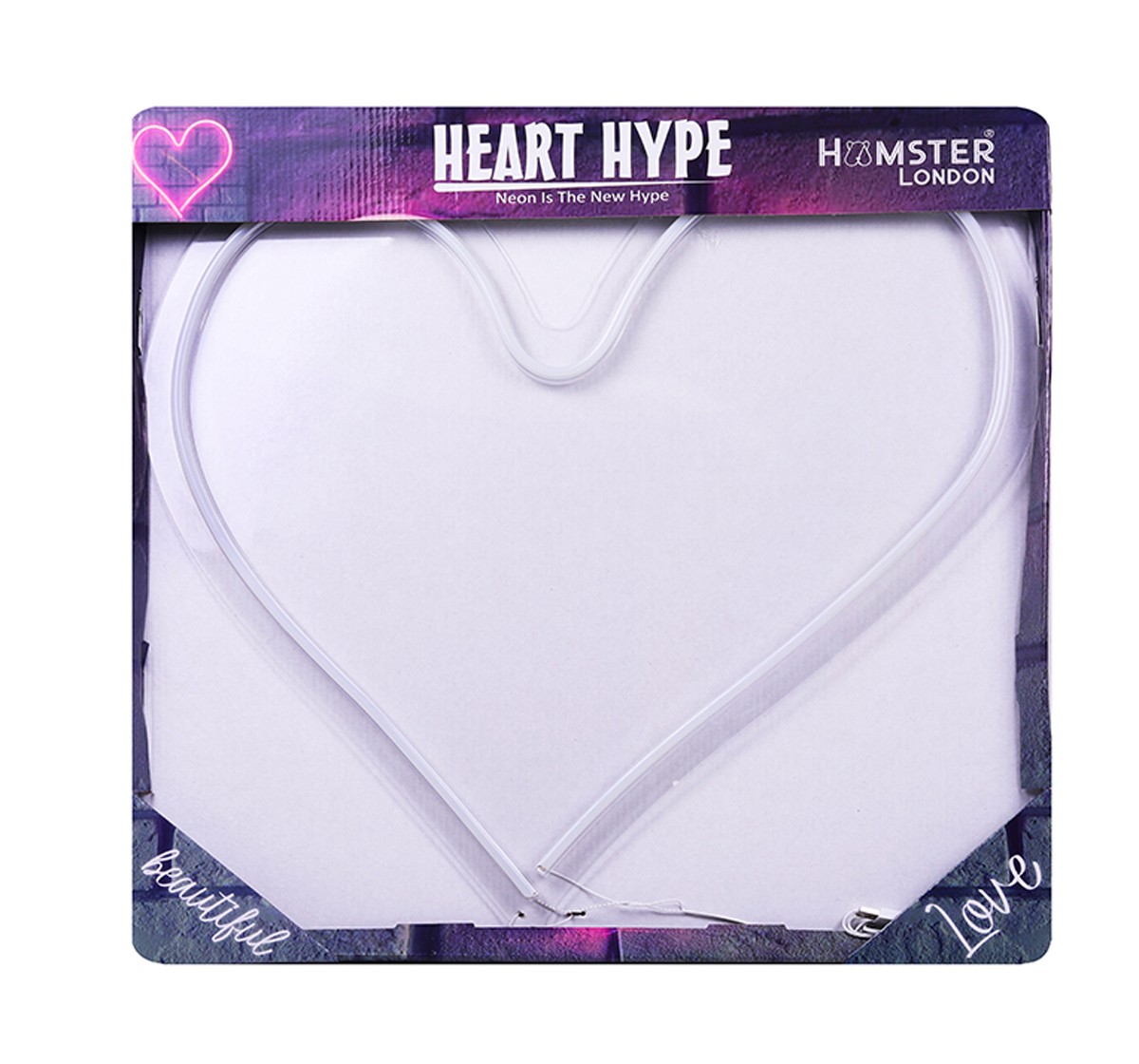 Hype Heart Shaped Neon LED Light by Hamster London, Pink, 10Y+