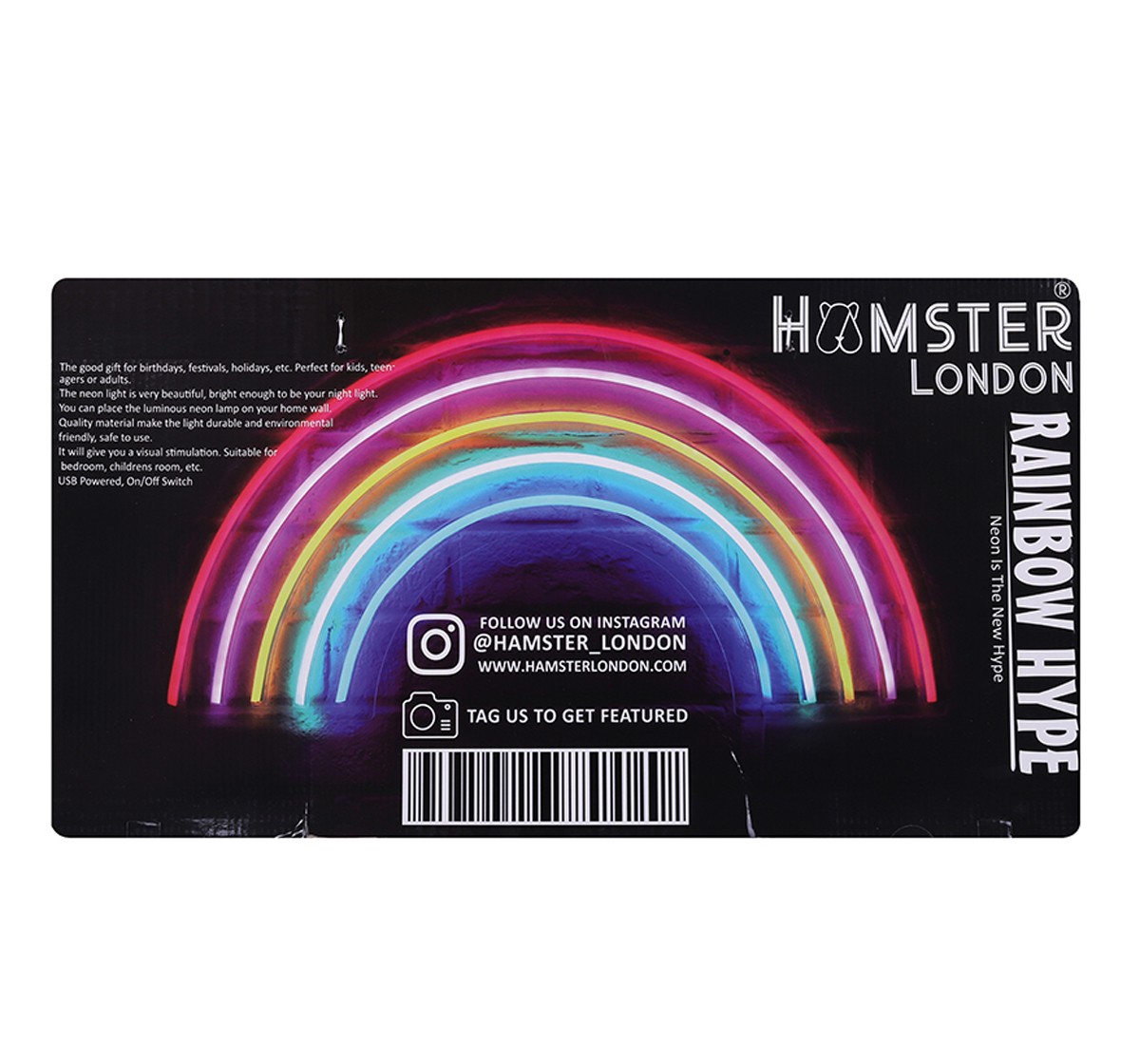 Hype Rainbow Shaped Neon LED Light by Hamster London, Pink, 10Y+