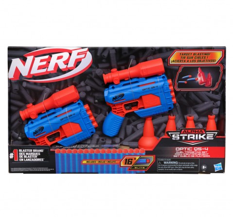 Nerf Alpha Strike Optic QS 4 Duel Targeting Set 22 Pieces Includes 2 Blasters, 4 Half Targets and 16 Official Nerf Elite Darts, Multicolor, 8Y+