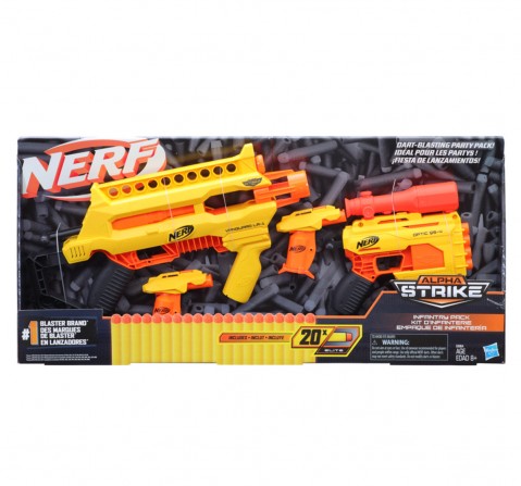 Nerf Alpha Strike Infantry Pack 24 Pieces Includes 4 Blasters and 20 Official Nerf Elite Darts Easy Load Prime and Fire, Multicolor, 8Y+