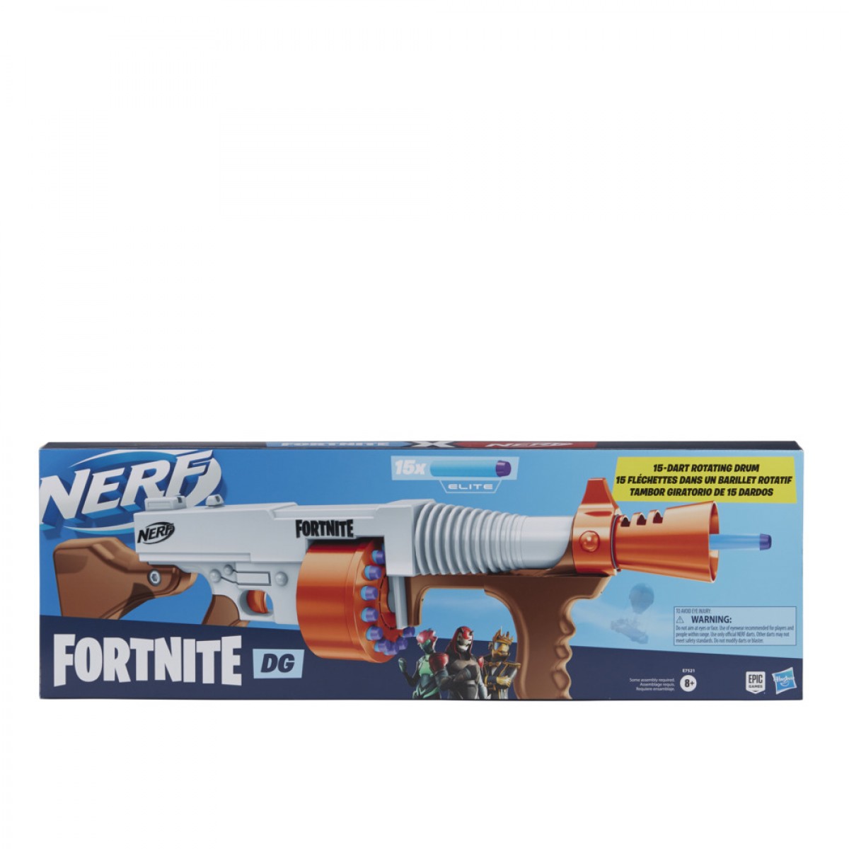 Nerf Fortnite Dg Dart Blaster, 15-Dart Rotating Drum, Pump Action, 15 Official Nerf Darts,Inspired By Blaster Used In Fortnite Video Game, 8Yrs+