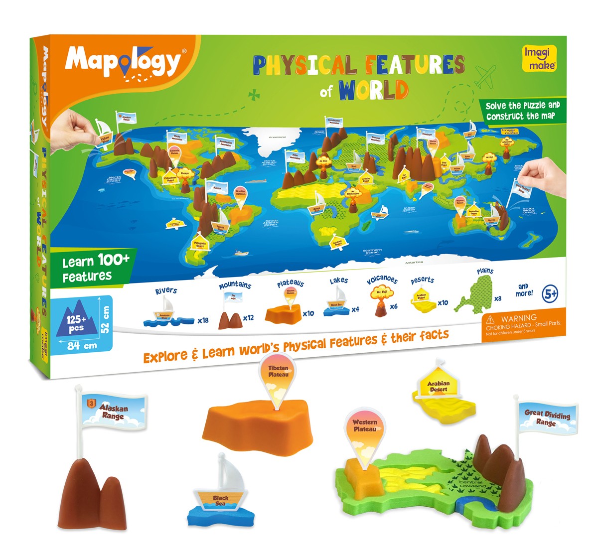 Mapology Physical Map World Puzzles For Kids Multicolour 5Y+