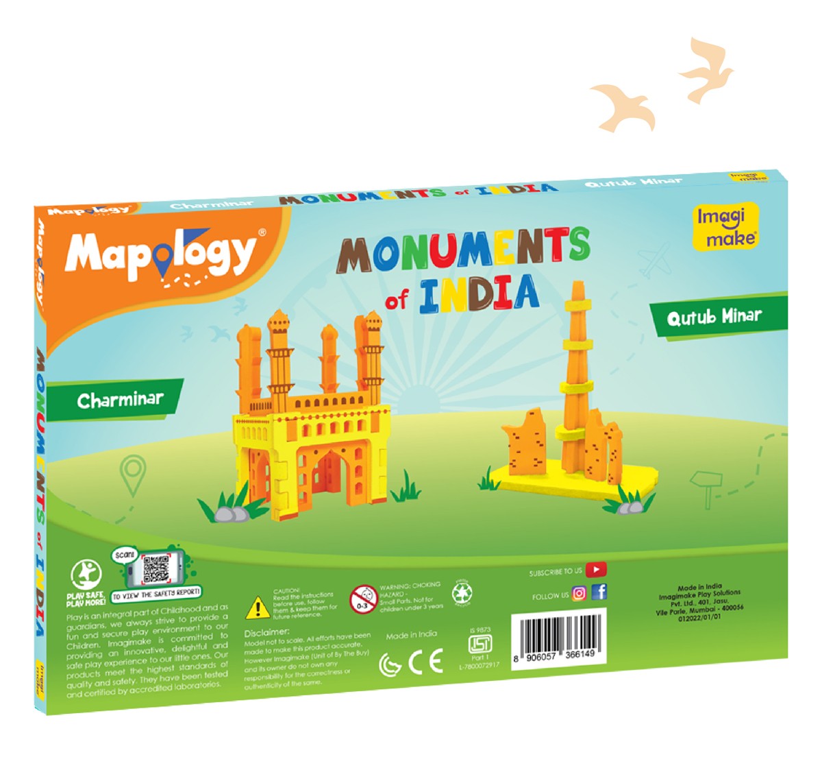 Mapology Charminar And Qutab Minar Puzzles For Kids Multicolour 5Y+