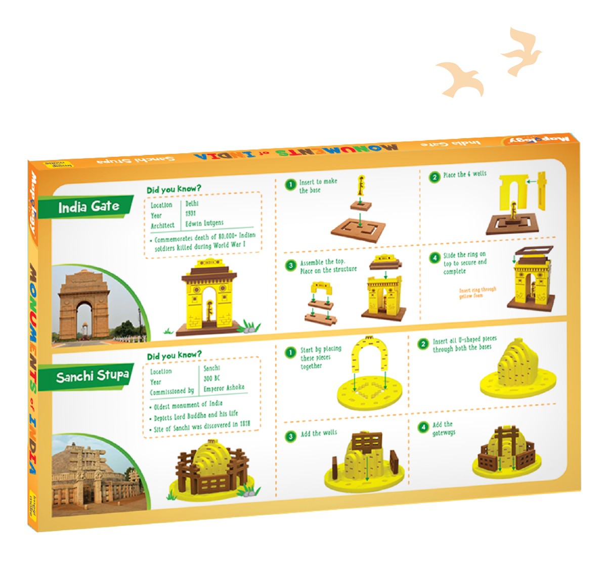 Mapology Sanchi Stupa And India Gate Puzzles For Kids Multicolour 5Y+