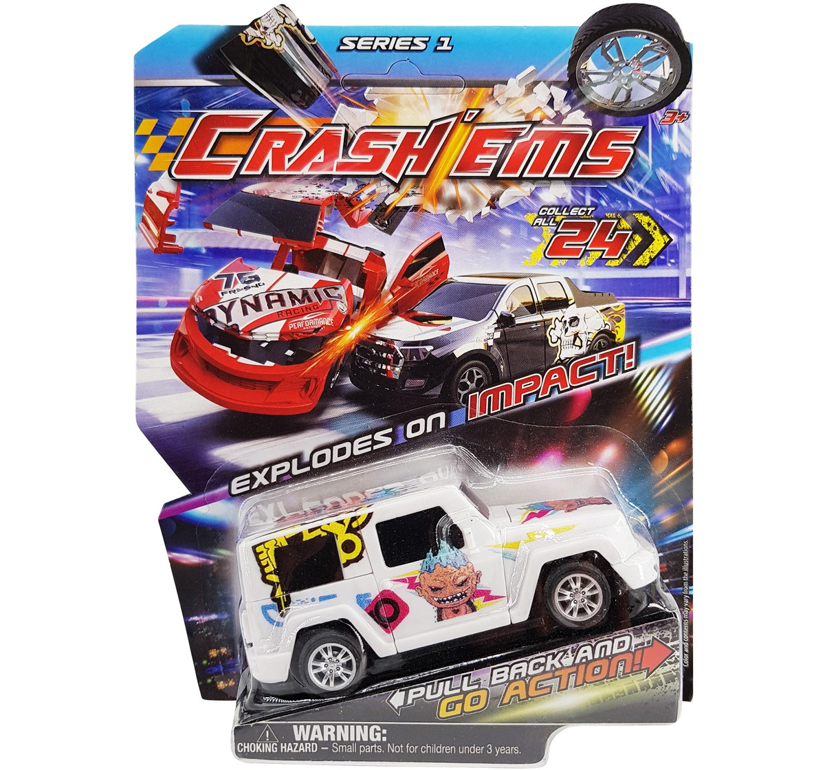 Crashems Sabotage Pull Back Car for kids 3Y+, Multicolour