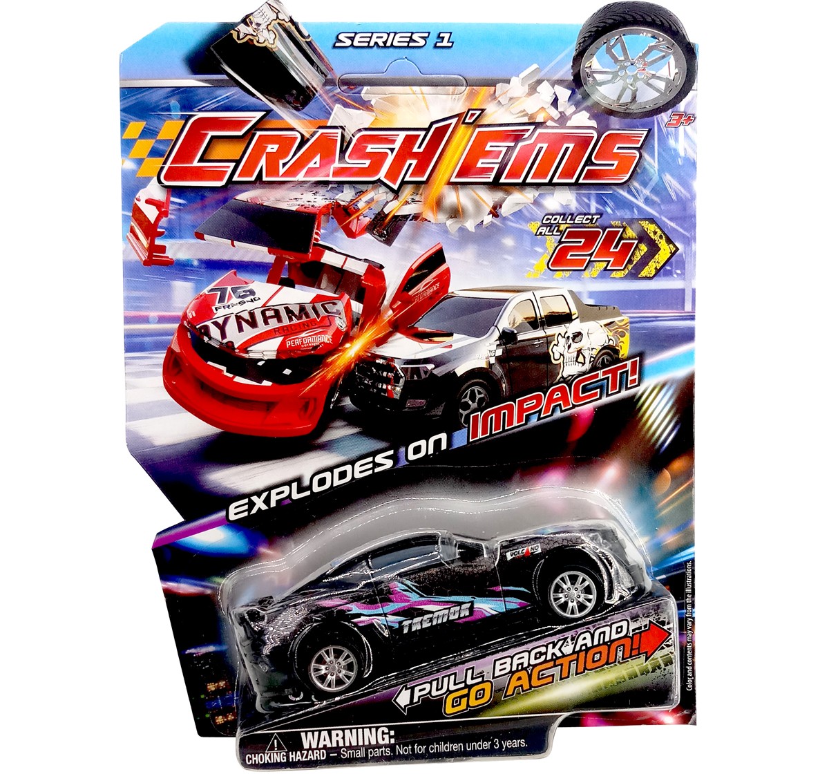 Crashems Volcano Pull Back Car for kids 3Y+, Multicolour