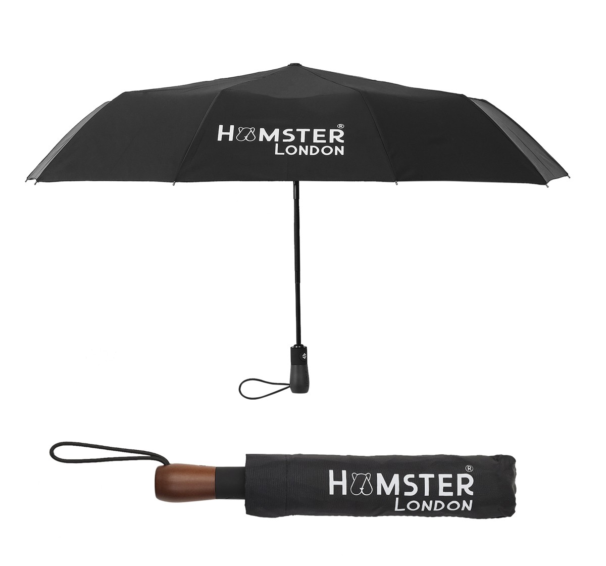 Hamster London Wooden Auto Umbrella Black 16Y+