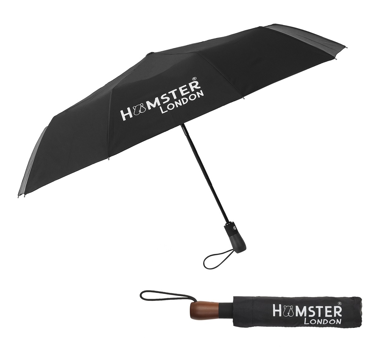 Hamster London Wooden Auto Umbrella Black 16Y+