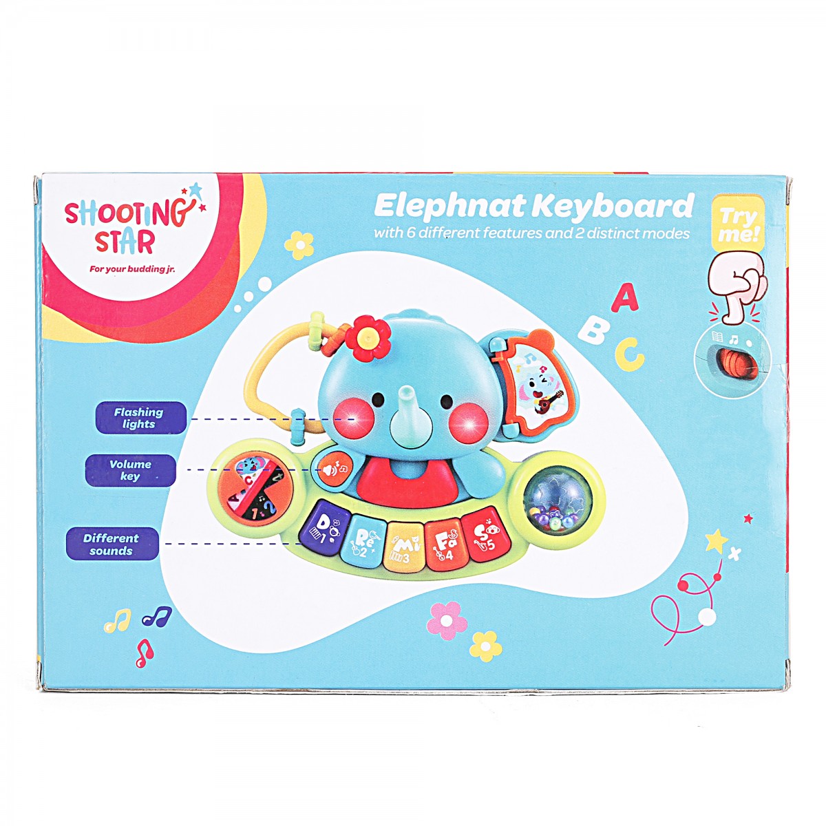 Shooting Star Elephant Keyboard, 6M+, Multicolour