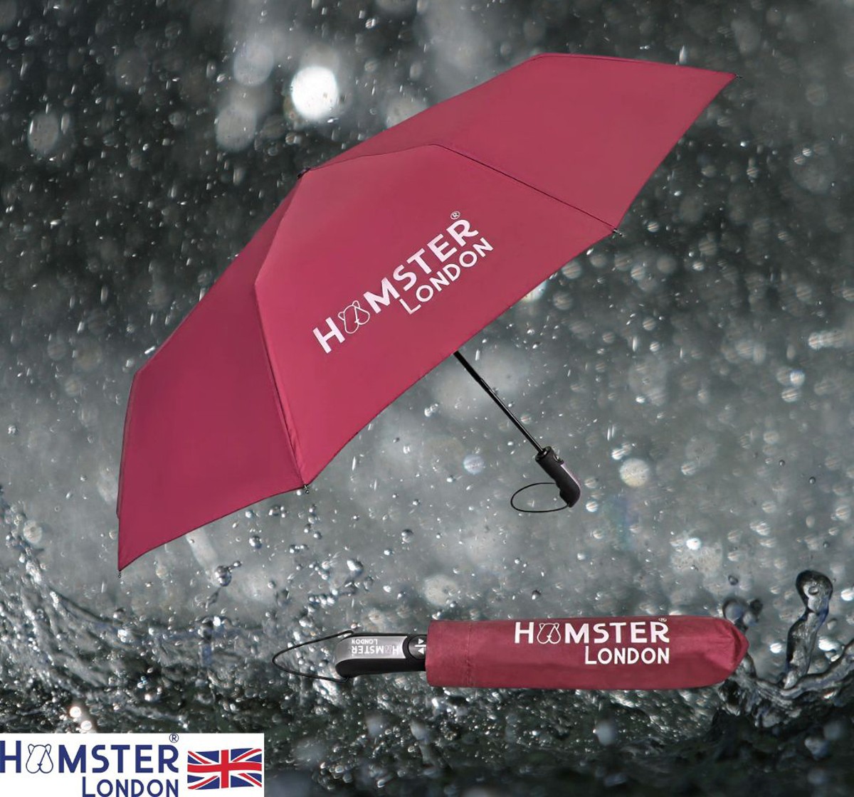 Hamster London Auto Umbrella Maroon 16Y+
