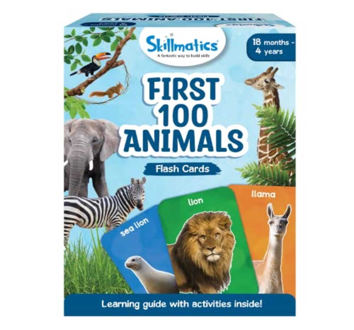 Skillmatics First 100 Animals Flash Card Game for Kids 18M+, Multicolour