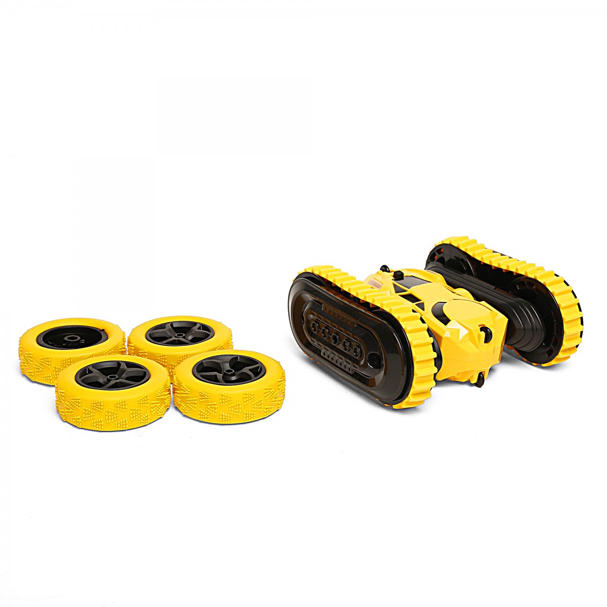 Ralleyz 2.4G 2 In1 Remote Control Stunt Car, Changeable Wheels With Charger, Yellow, 6Y+