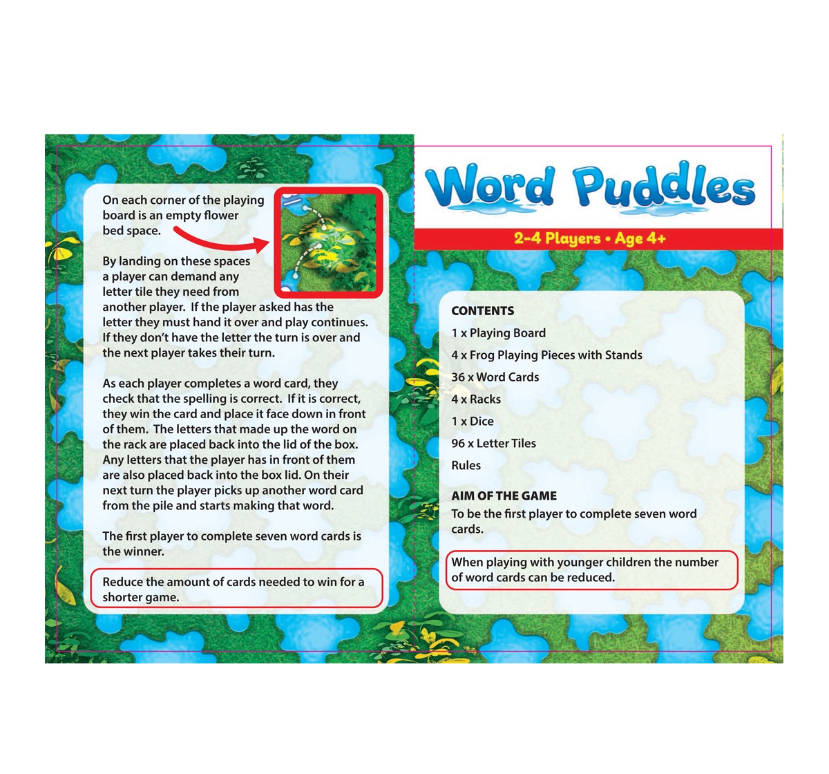 Youreka Word Puddles, 2-4 Players, Word Building Game,4Yrs+
