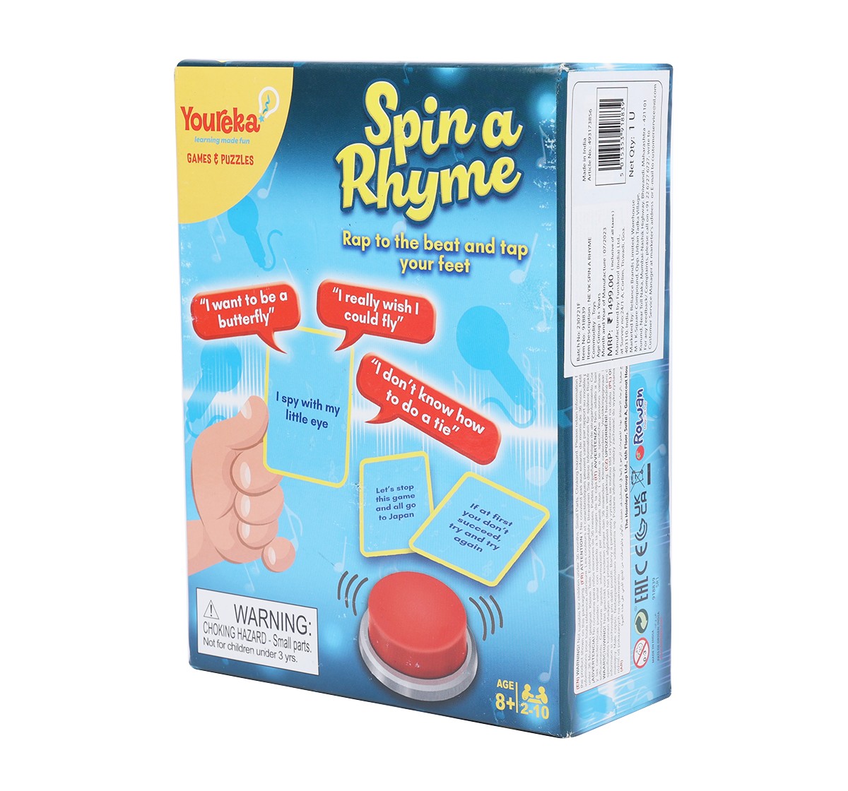 Youreka Spin a Rhyme, Board Games for Kids, 2-6 Players, 8Yrs+
