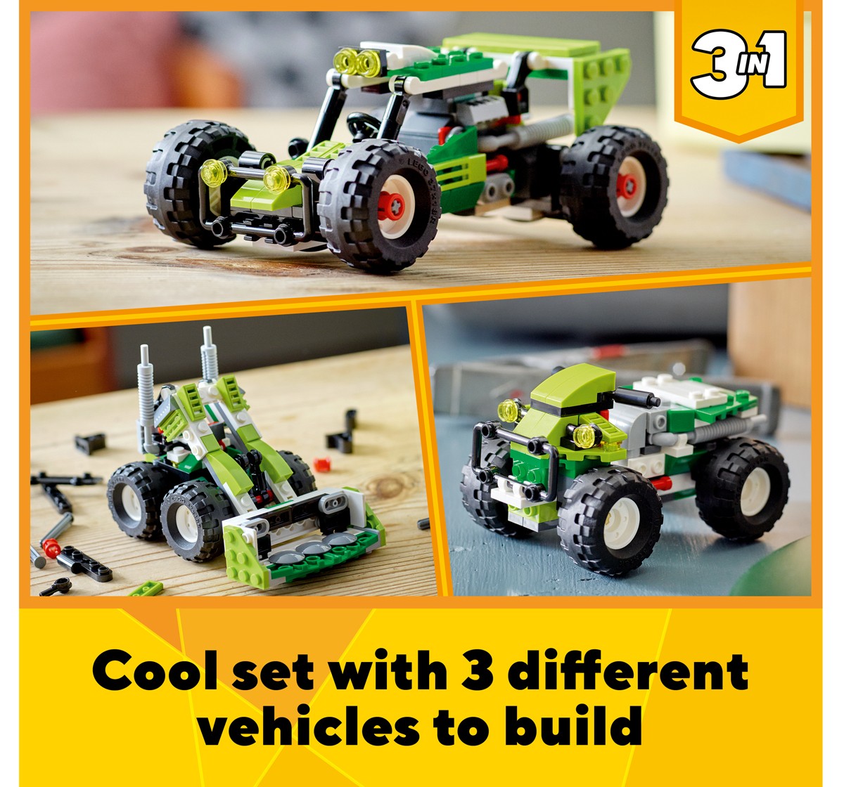 Creator 3in1 Off-Road Buggy Building Kit by Lego   a Buggy Toy, a Skid Loader or ATV (All-Terrain Vehicle) for Kids Aged 7 Years + (160 Pieces)