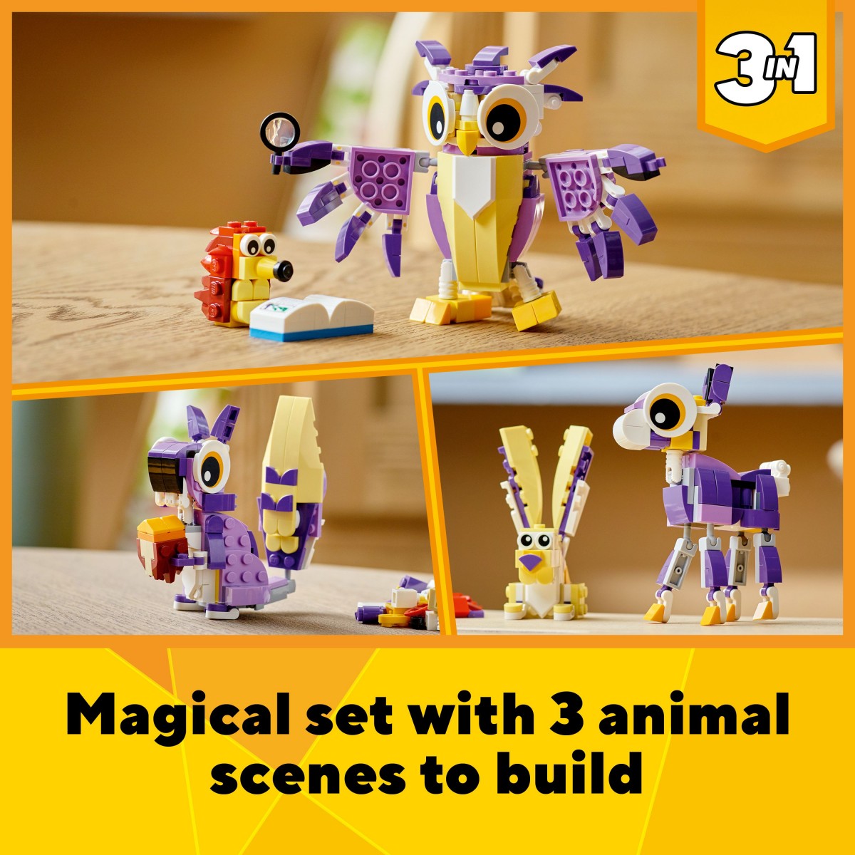 LEGO Creator 3in1 Fantasy Forest Creatures 31125 Building Kit (175 Pieces), 7Y+, Multicolour