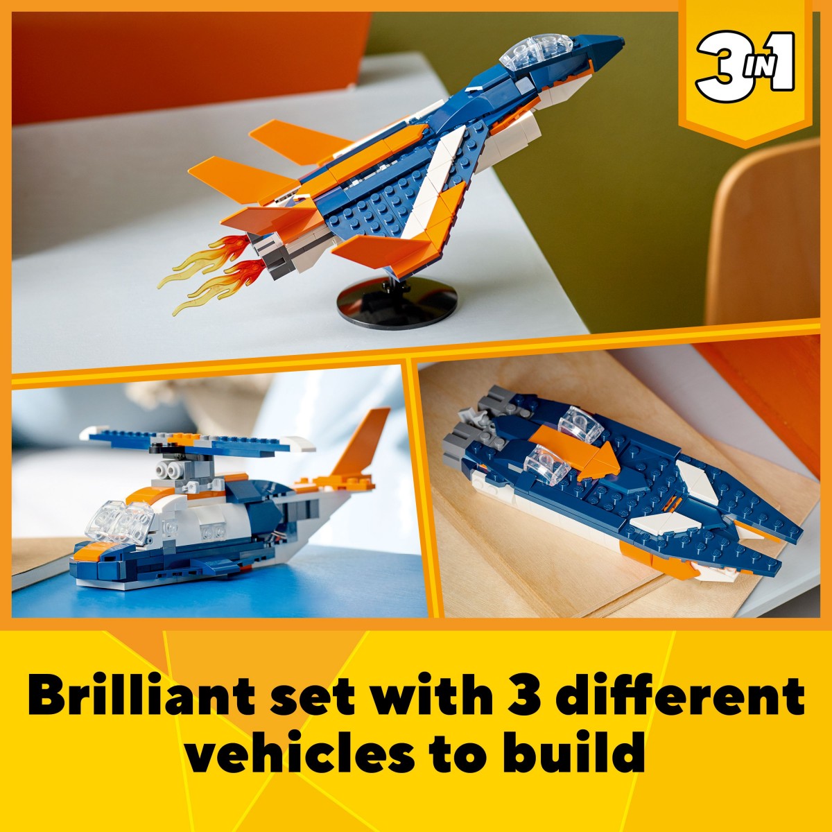 LEGO Creator 3in1 Supersonic-jet 31126 Building Kit (215 Pieces), 7Y+, Multicolour