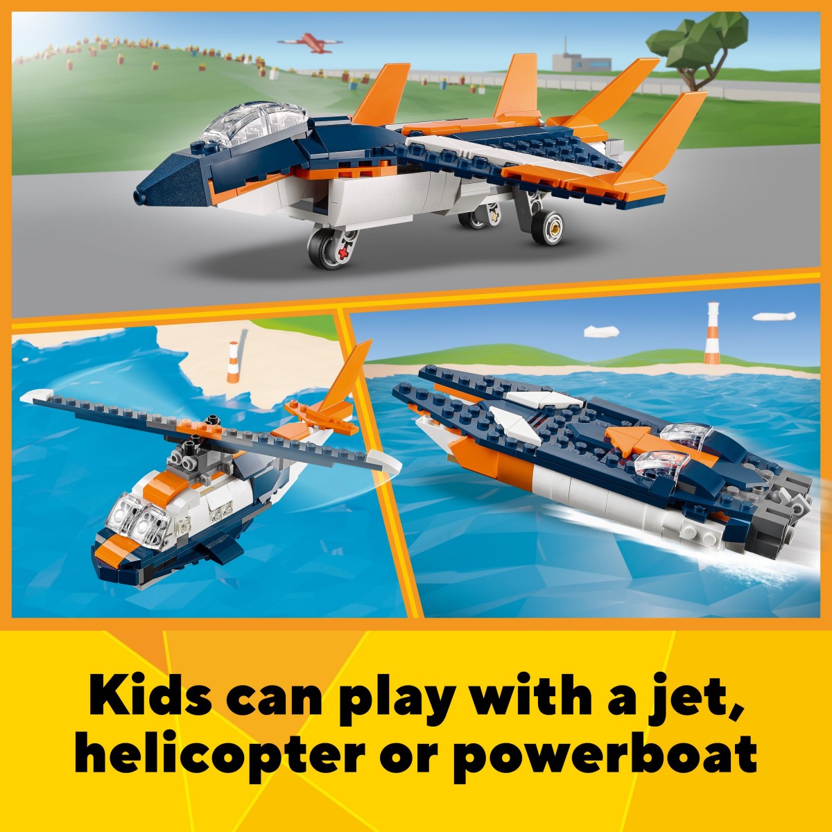 LEGO Creator 3in1 Supersonic-jet 31126 Building Kit (215 Pieces), 7Y+, Multicolour
