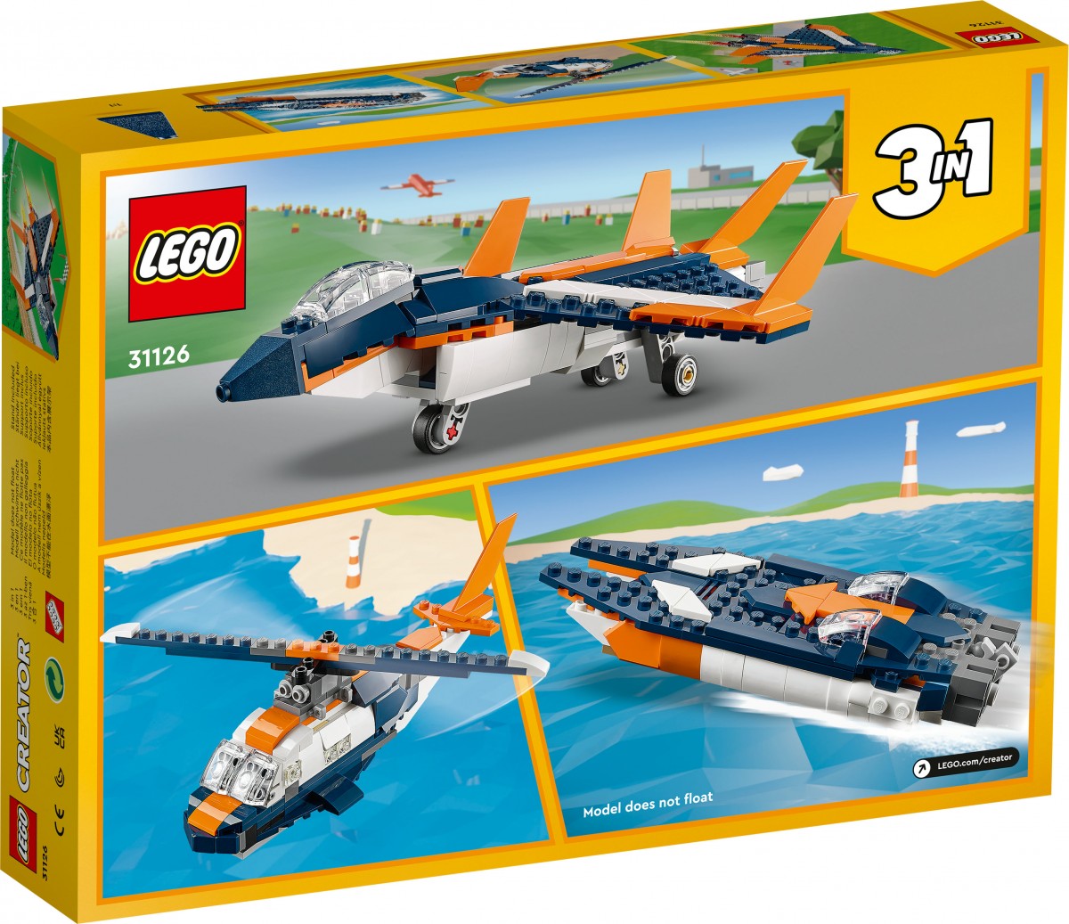 LEGO Creator 3in1 Supersonic-jet 31126 Building Kit (215 Pieces), 7Y+, Multicolour