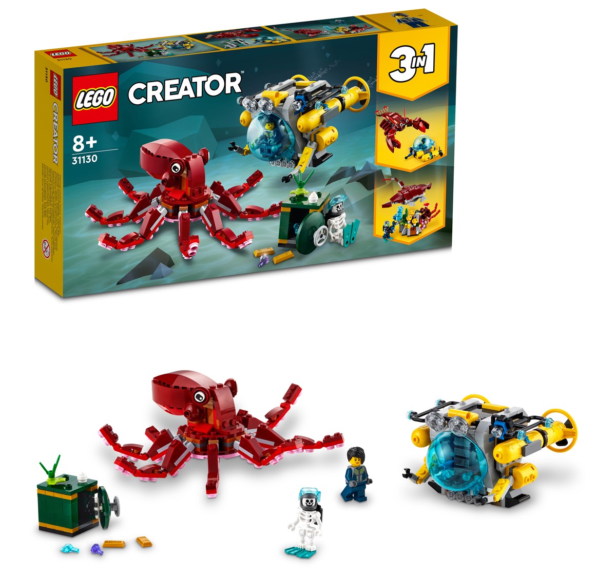 Lego Creator 3in1 Sunken Treasure Mission Building Toy Set for Kids, Boys and Girls Ages 8+ (522 Pieces)