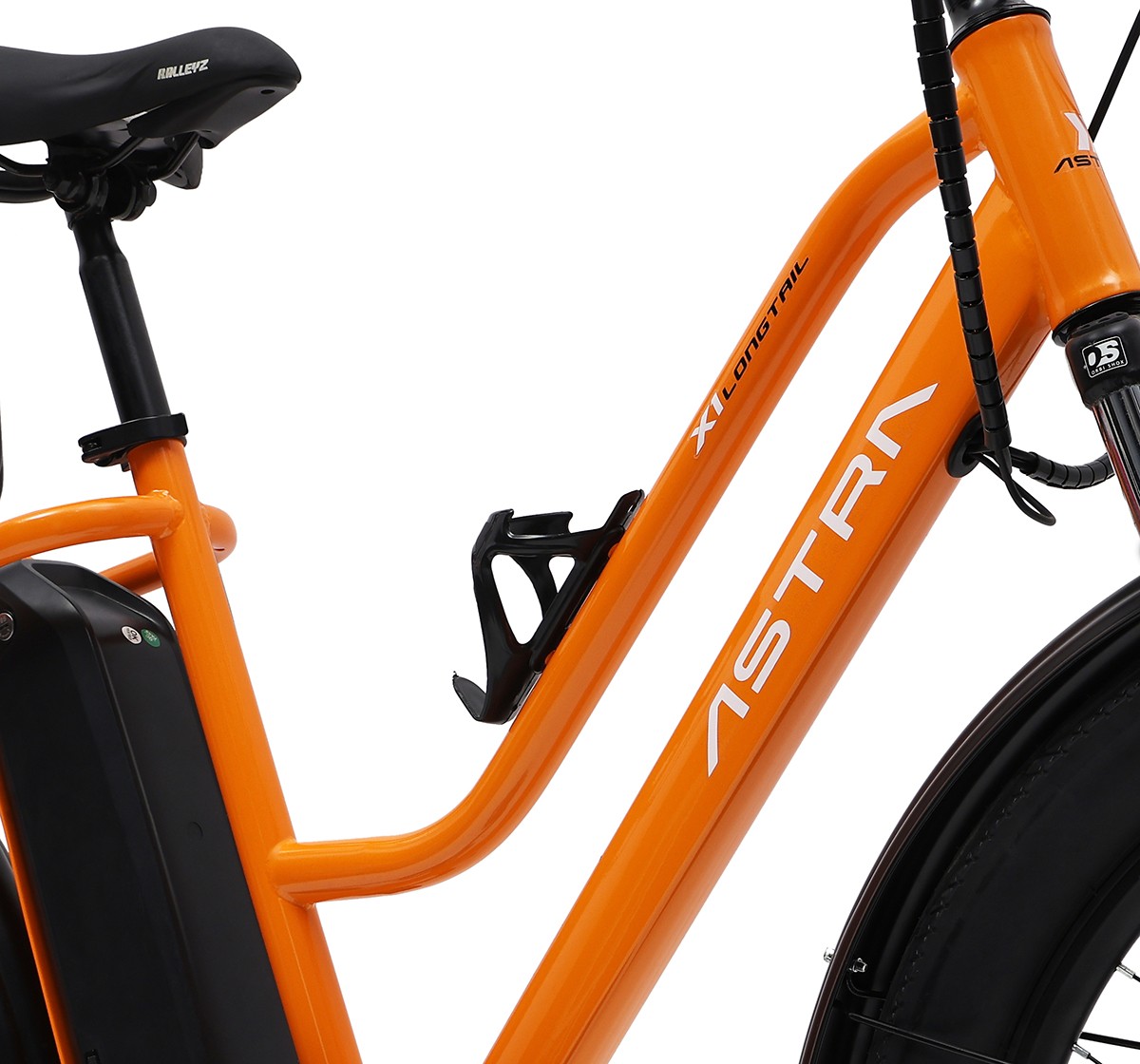 Astra 24" SS X1 Long Tail Cargo E-bike, High Tensile Steel TIG Welded frame, Internal Cable Routing, 12Y+, Orange