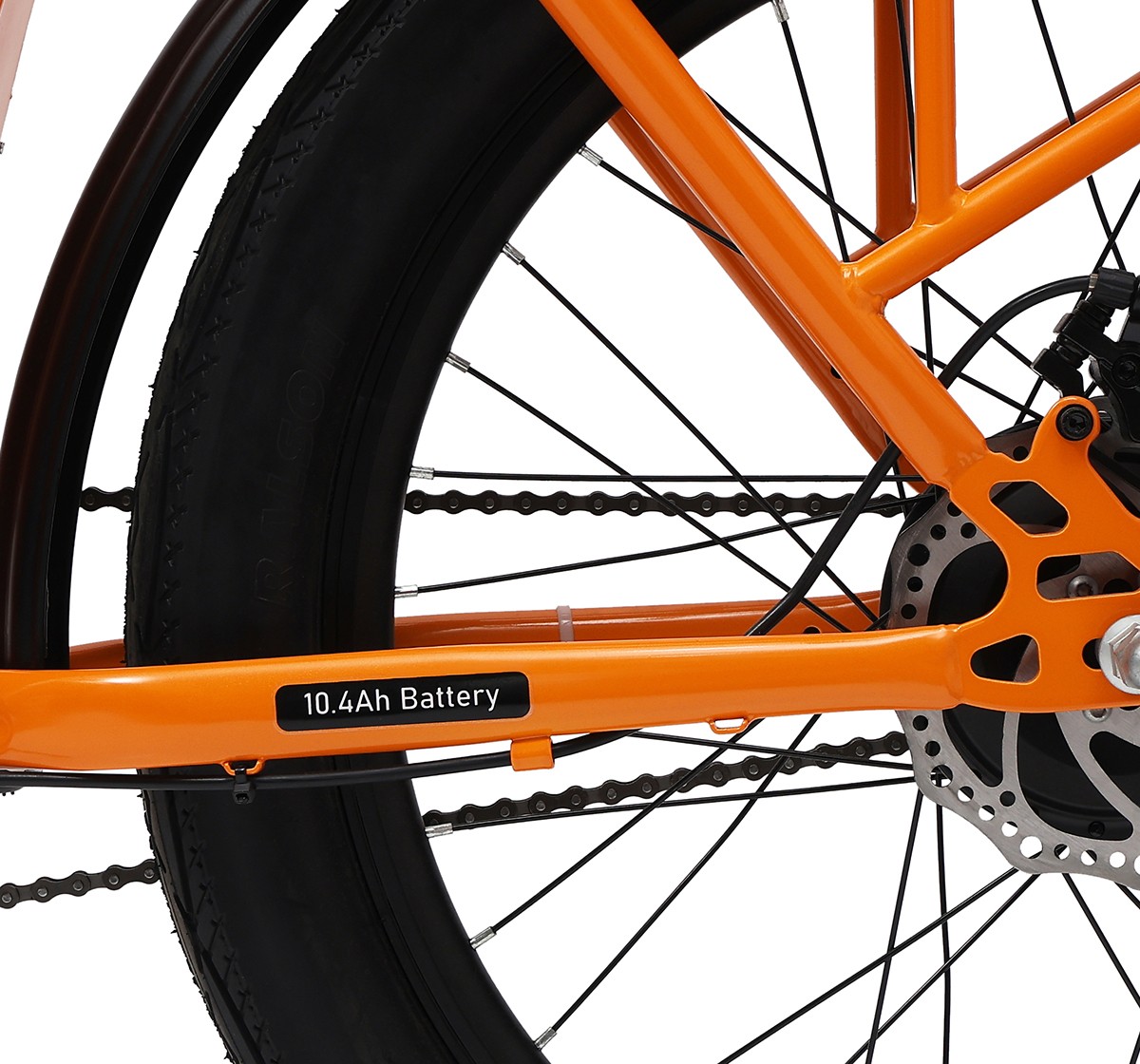 Astra 24" SS X1 Long Tail Cargo E-bike, High Tensile Steel TIG Welded frame, Internal Cable Routing, 12Y+, Orange