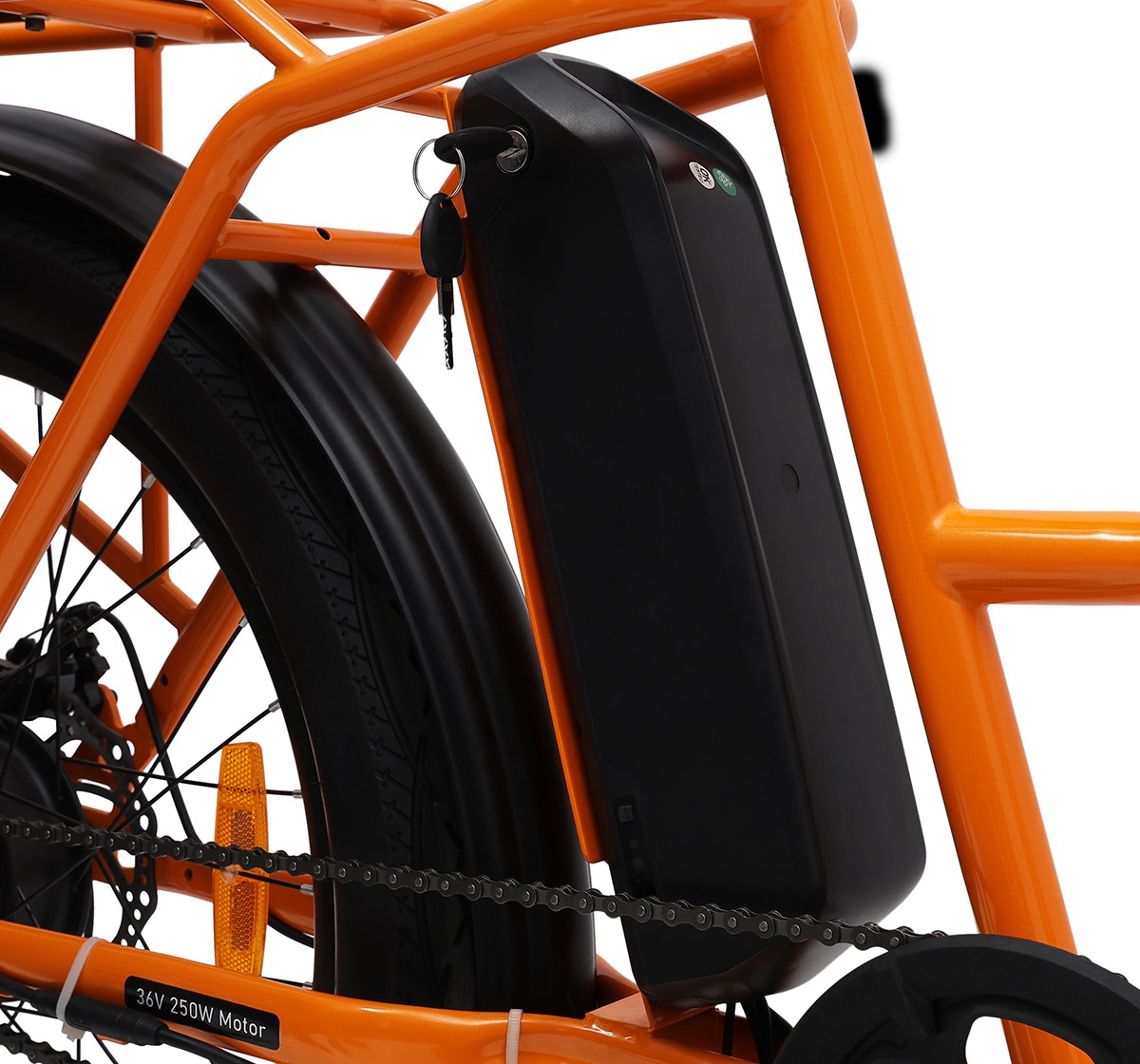 Astra 24" SS X1 Long Tail Cargo E-bike, High Tensile Steel TIG Welded frame, Internal Cable Routing, 12Y+, Orange