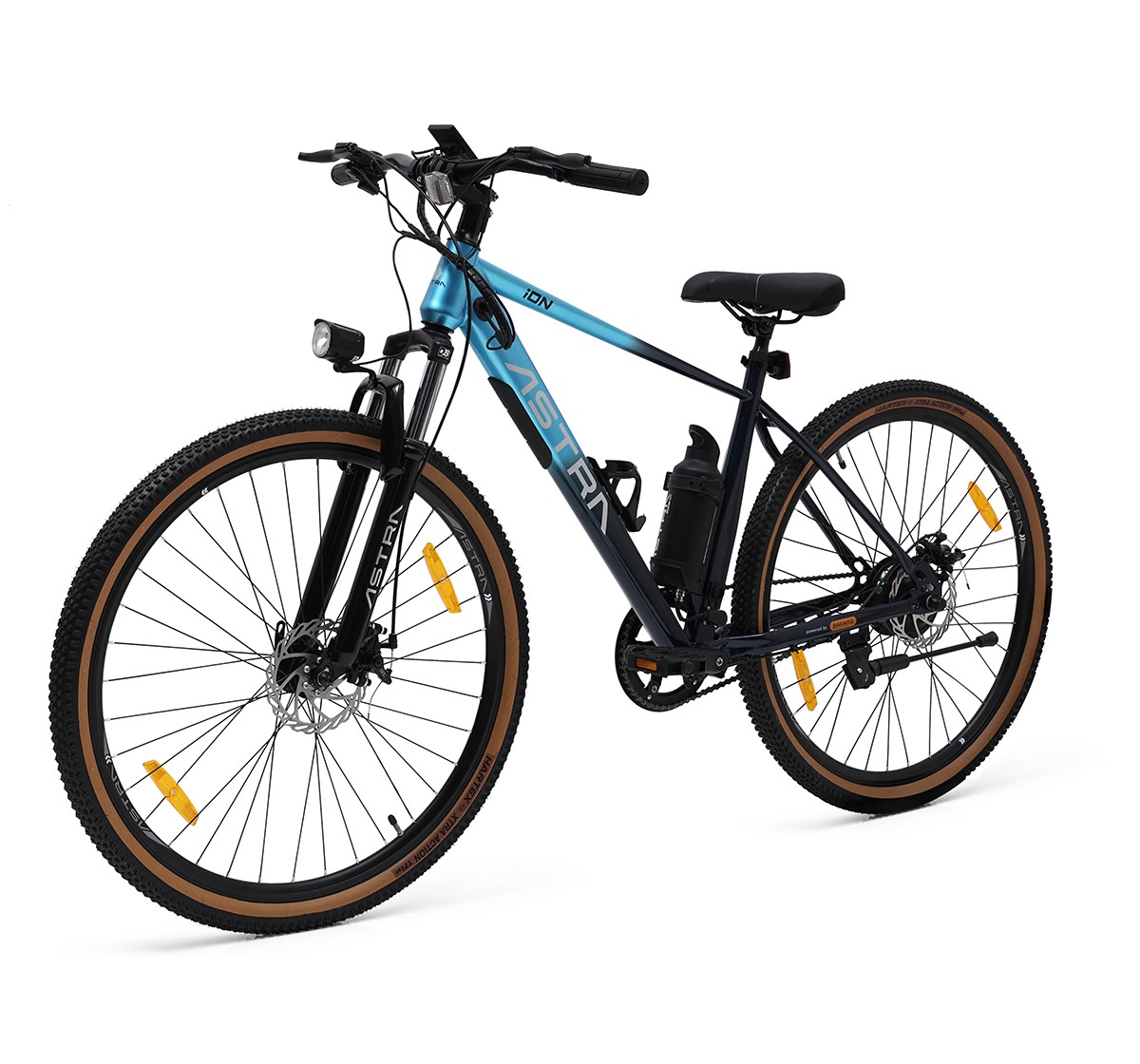 Astra 29" SS ION E-bike, JAK8 Mechanical Disc Brakes 160mm, OrbiSHOX 80mm travel Fork, High Tensile Steel TIG Welded frame, Internal Cable Routing,  12Y+, Blue