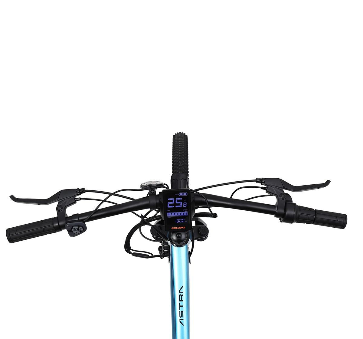 Astra 29" SS ION E-bike, JAK8 Mechanical Disc Brakes 160mm, OrbiSHOX 80mm travel Fork, High Tensile Steel TIG Welded frame, Internal Cable Routing,  12Y+, Blue