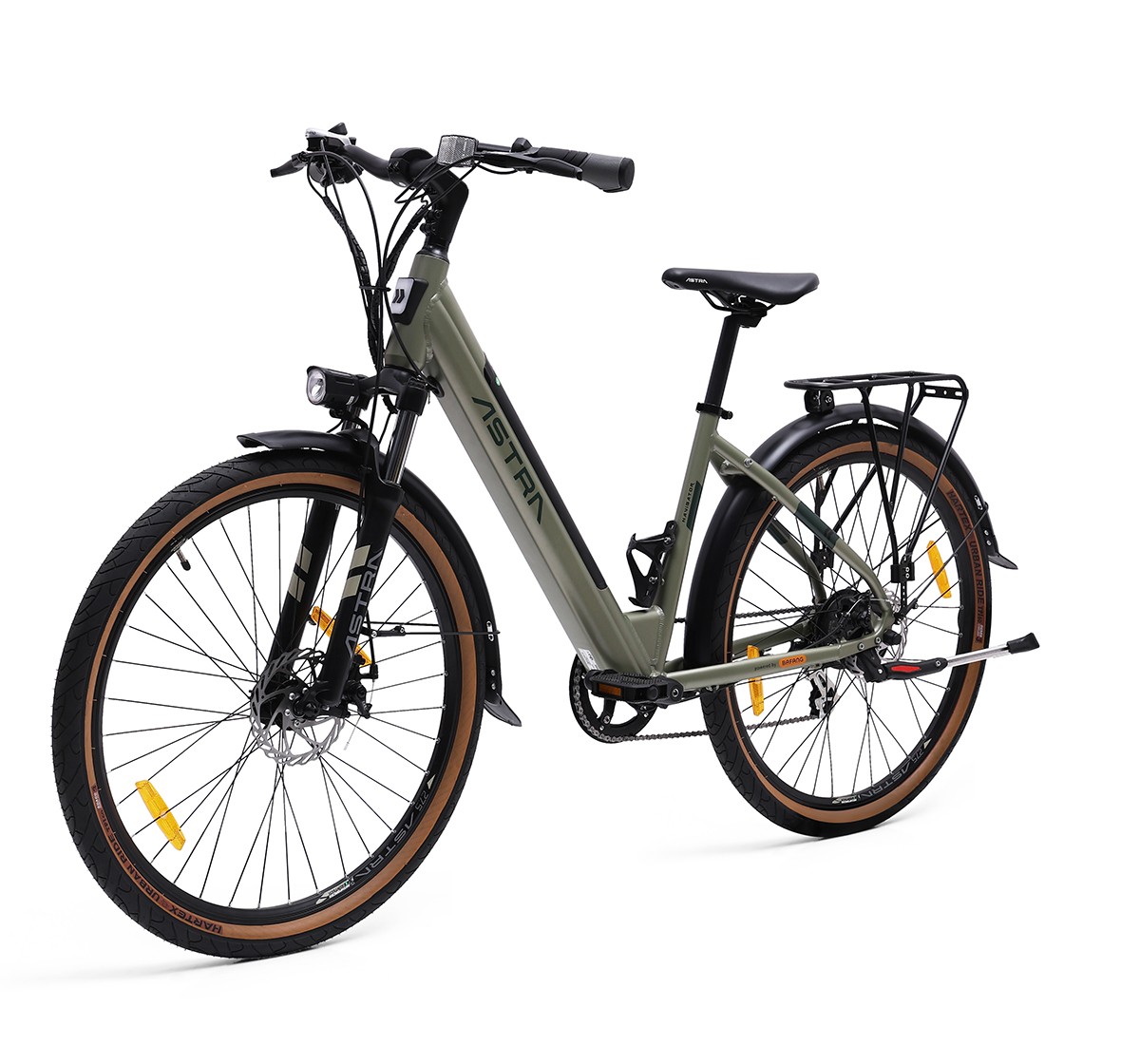 Astra 27.5" 7S Navigator E-bike, High Tensile Steel TIG Welded frame, Internal Cable Routing, 12Y+, Green