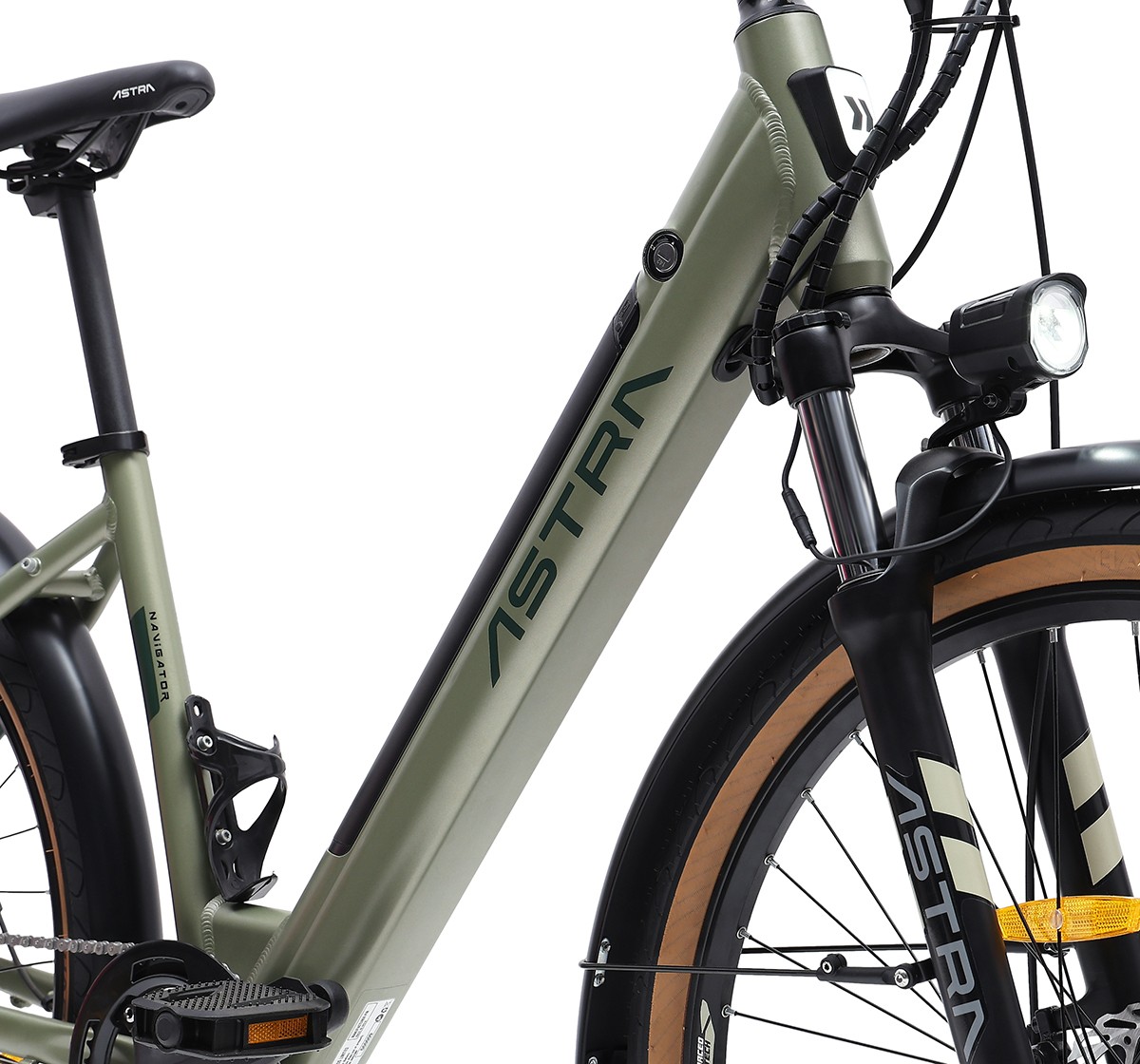 Astra 27.5" 7S Navigator E-bike, High Tensile Steel TIG Welded frame, Internal Cable Routing, 12Y+, Green