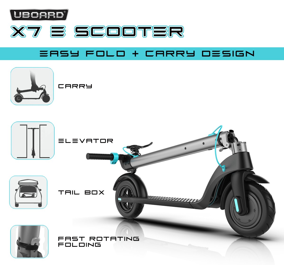 Uboard E X7 E-Scooter, MultiColor, 14+