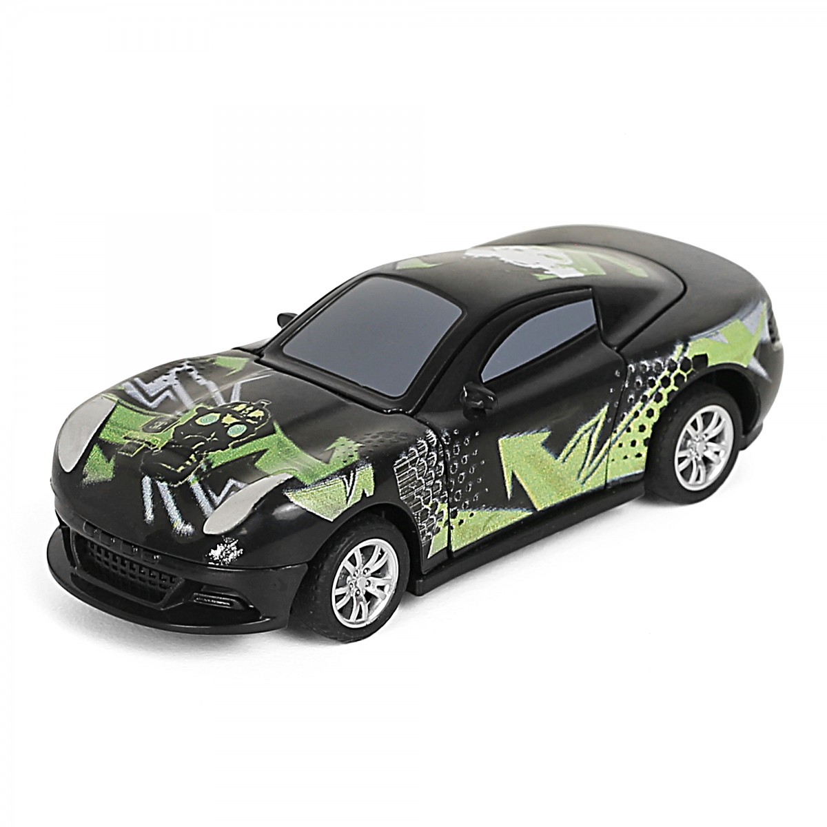 Ralleyz Pull Back Crash Car, 2 Modes Racing Stunt Vehicle Toy, Crash Car, Racing Toy, Friction High Speed Car, Kids for 3Y+, Black