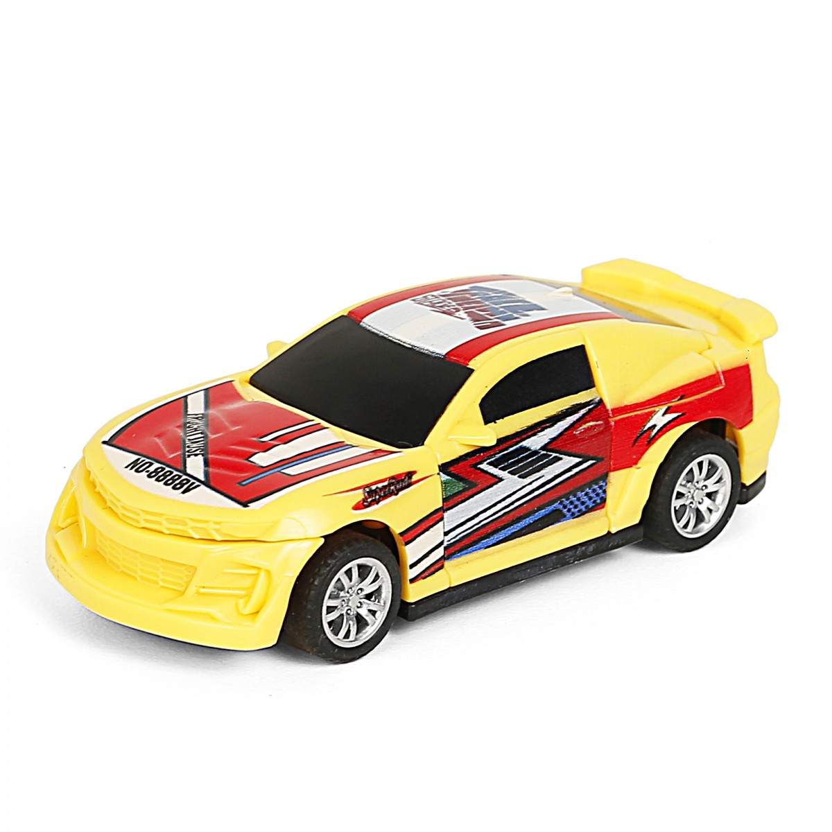 Ralleyz Pull Back Crash Car, 2 Modes Racing Stunt Vehicle Toy, Crash Car, Racing Toy, Friction High Speed Car, Kids for 3Y+, Yellow