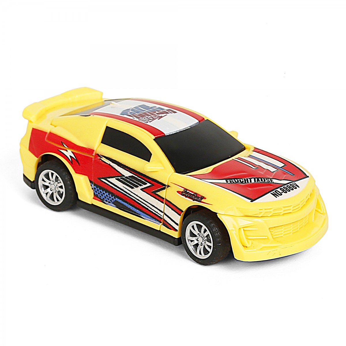 Ralleyz Pull Back Crash Car, 2 Modes Racing Stunt Vehicle Toy, Crash Car, Racing Toy, Friction High Speed Car, Kids for 3Y+, Yellow