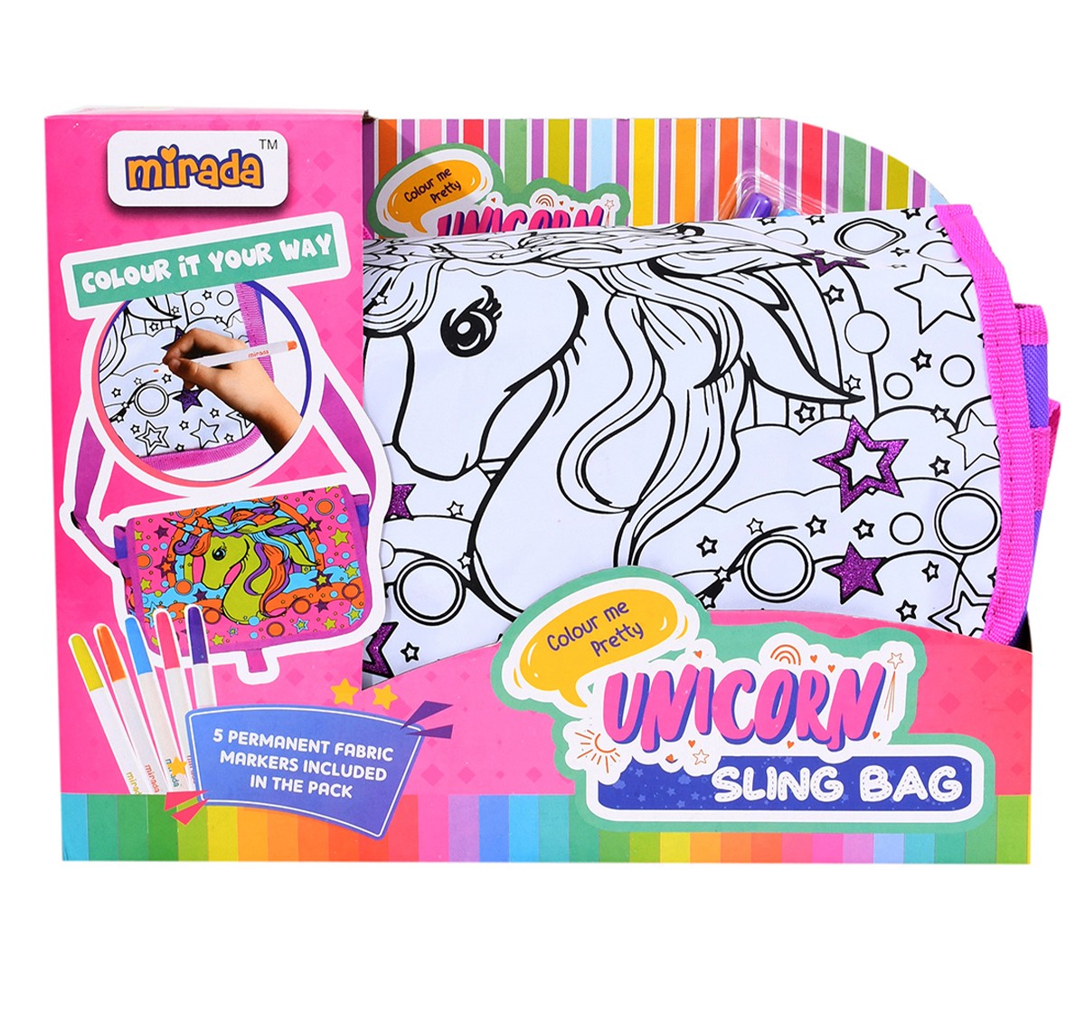 Mirada Color Your Own Unicorn Sling Bag, 3Y+, Multicolour