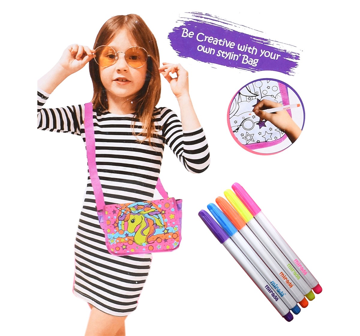 Mirada Color Your Own Unicorn Sling Bag, 3Y+, Multicolour