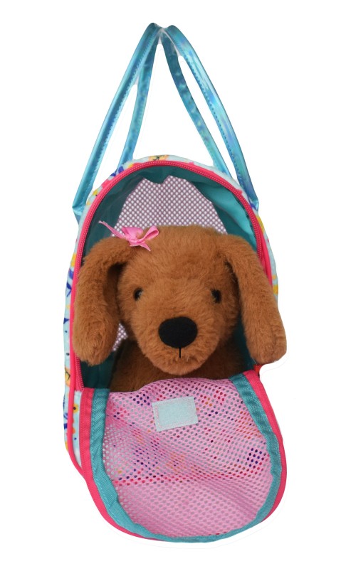 Mirada Plush Pet In A Bag Brown Dog, Soft Toys For Kids, 3Y+