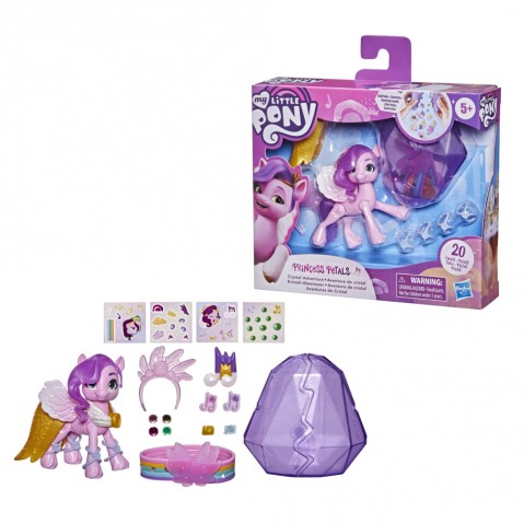 My Little Pony: A New Generation Movie Crystal Adventure Princess Petals, 3 Inch, 5Yrs+