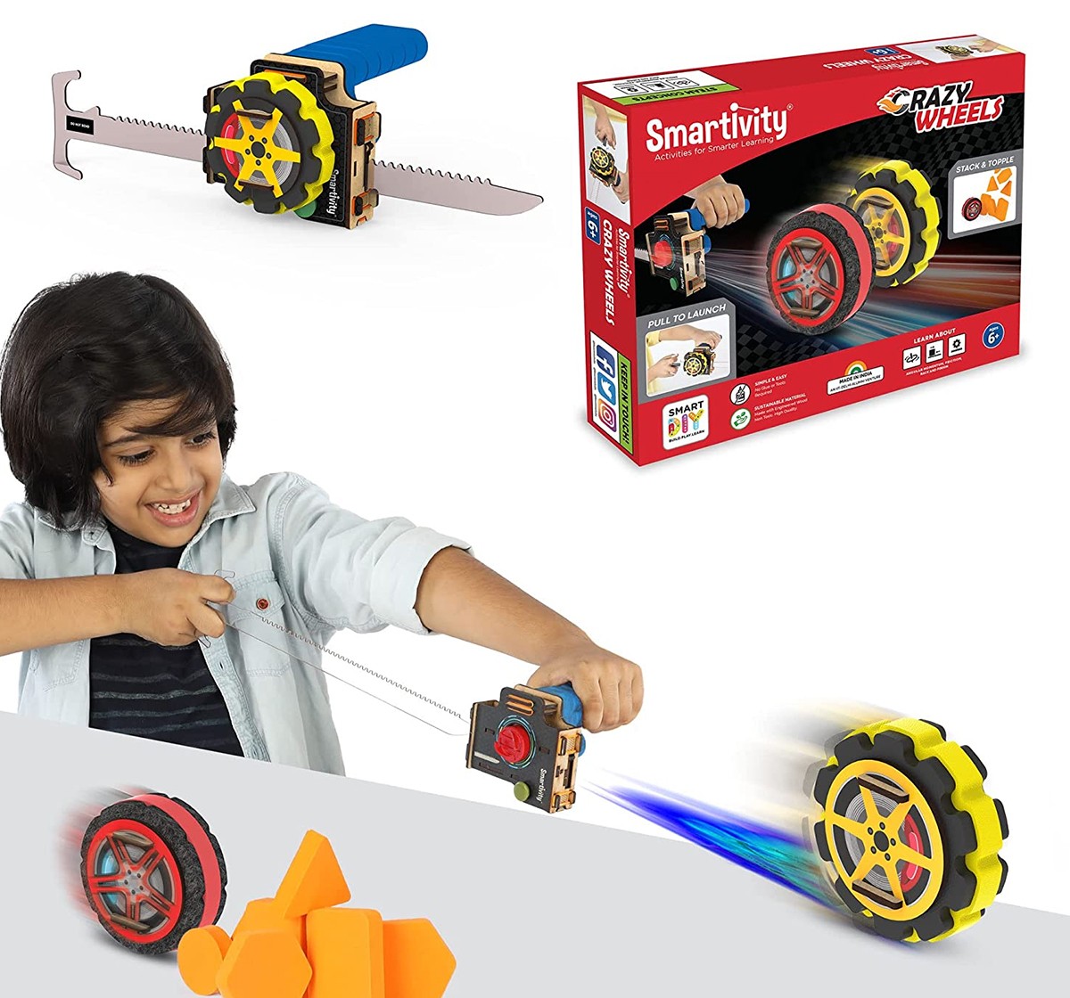 Smartivity Crazy Wheels STEM DIY Fun Toys, Spin Speed - 1800 RPM, Fast Speed, for Kids 6 to 14yrs
