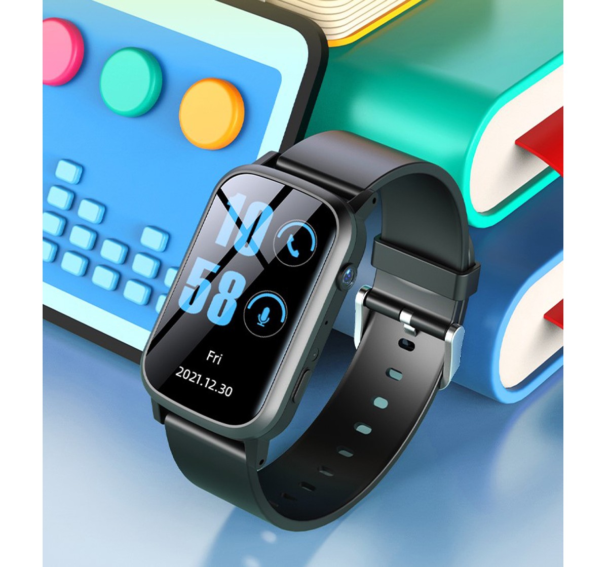WatchOut Elegant Kids GPS Tracker Smartwatch Boys and Girls with Camera, GPS Tracker, 4G Video and Audio Call and 5 Days Battery Run, Carbon Black, 3Y+
