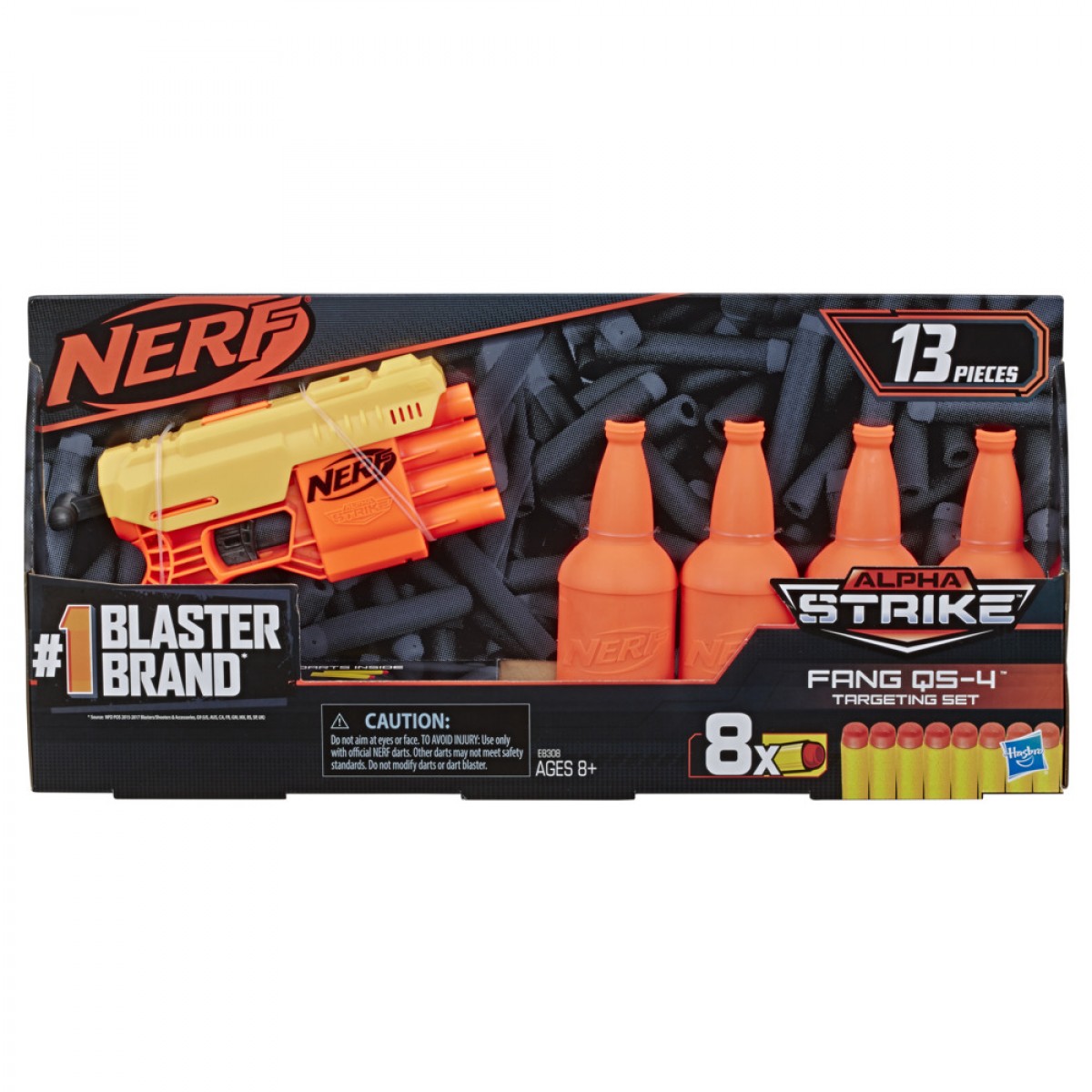 Fang Qs-4 Targeting Set -- 13-Piece Nerf Alpha Strike Set Includes Toy Blaster, 4 Half-Targets, And 8 Official Nerf Elite Darts For Kids, Teens, Adults